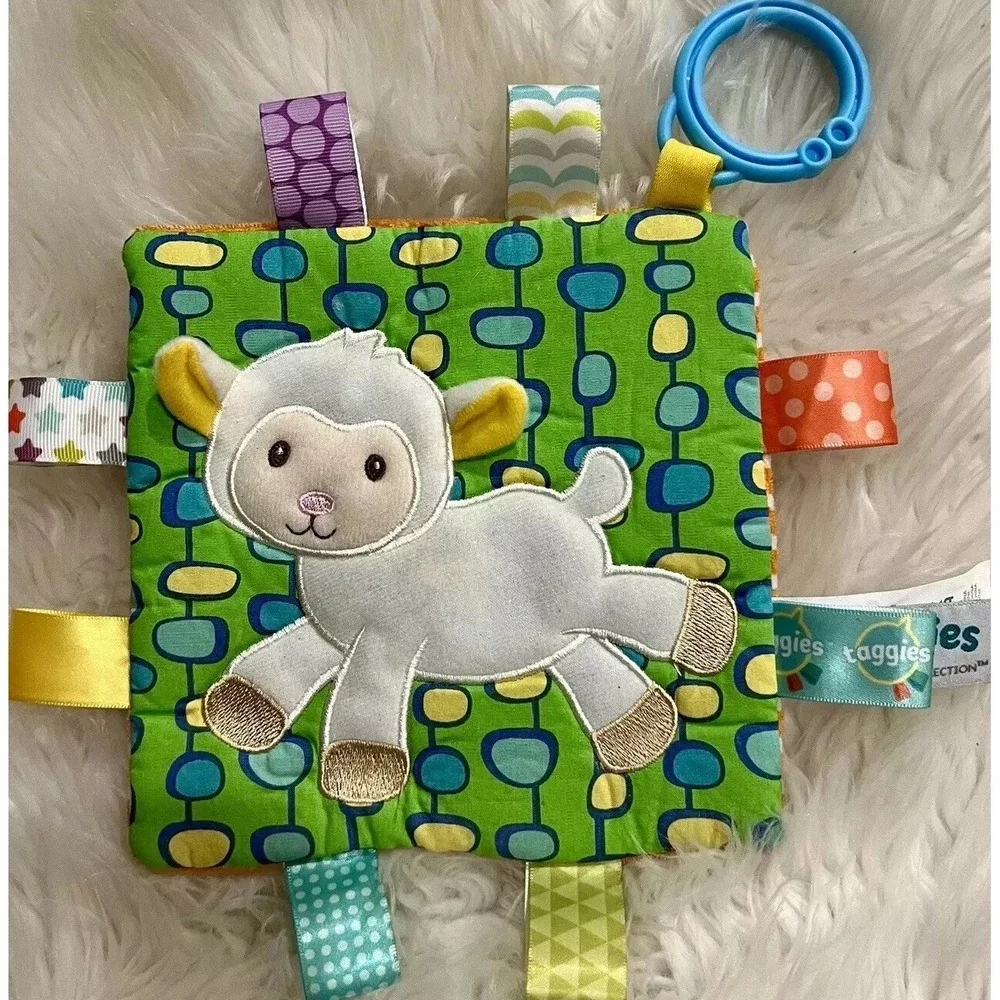 Taggies Signature Collection Little Lamb Crinkle Me Baby Sensory Toy Green Lamb